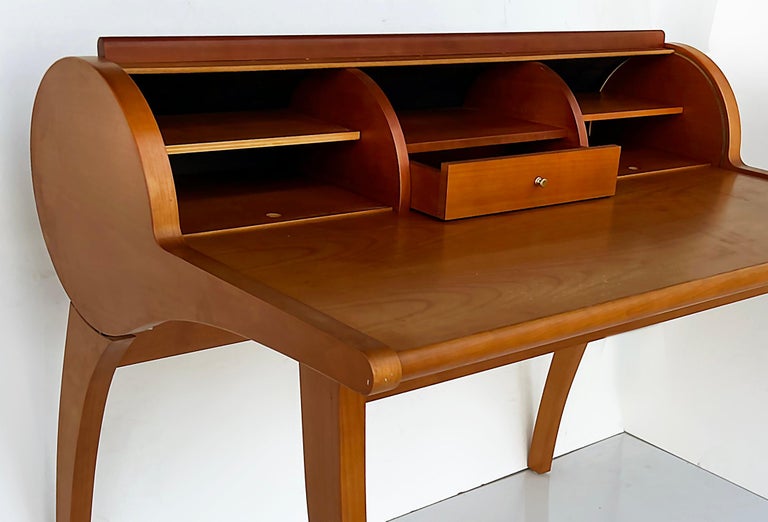 MidCentury Danish Modern Sculptural Teak RollTop Desk at 1stDibs