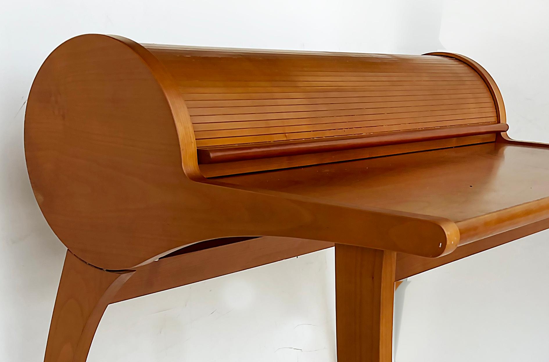 20th Century Mid-Century Danish Modern Sculptural Teak Roll-Top Desk