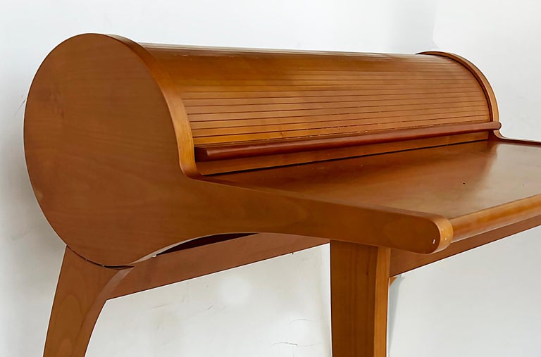 MidCentury Danish Modern Sculptural Teak RollTop Desk at 1stDibs