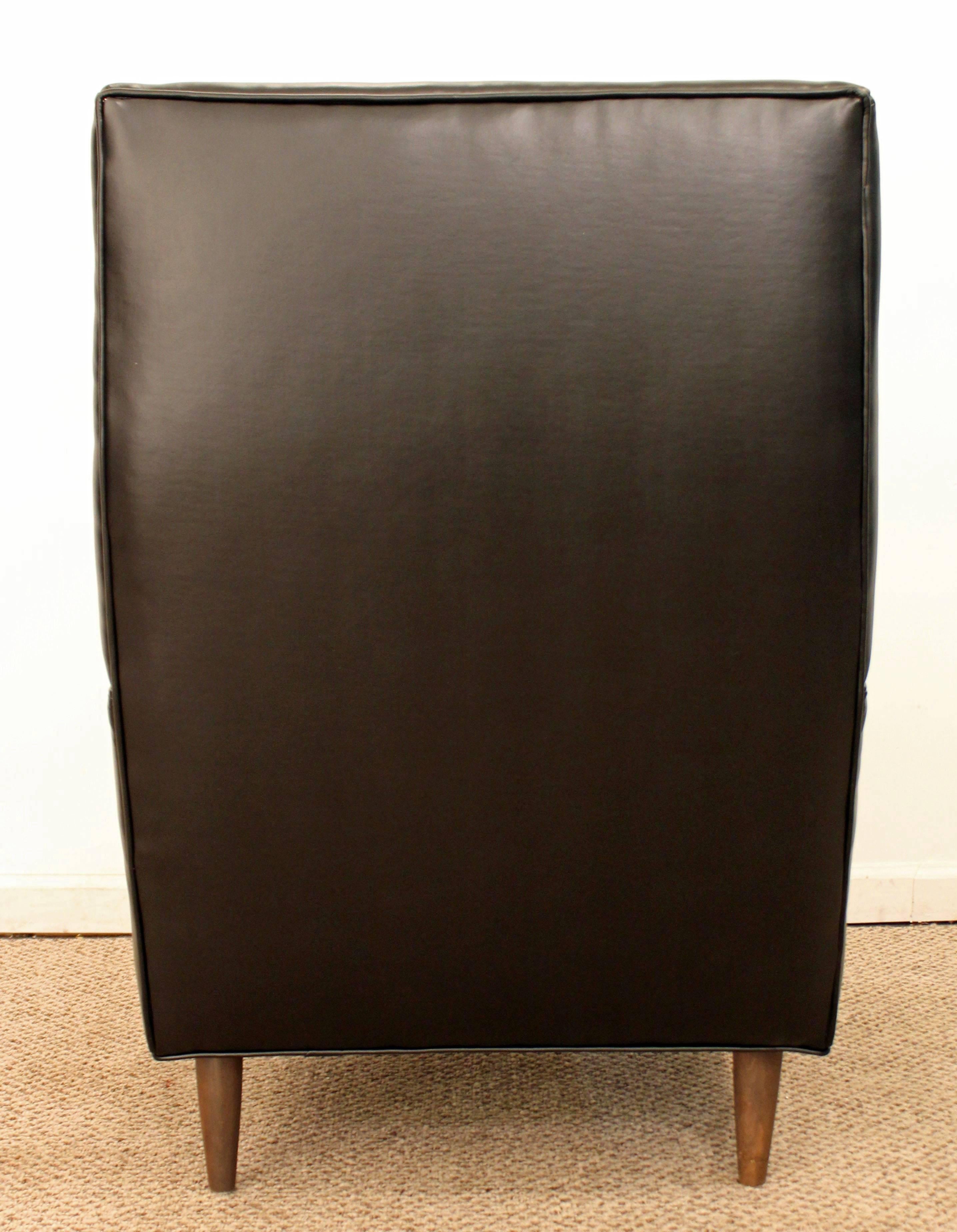 20th Century Midcentury Danish Modern Selig Leather Pencil-Leg Lounge Chair