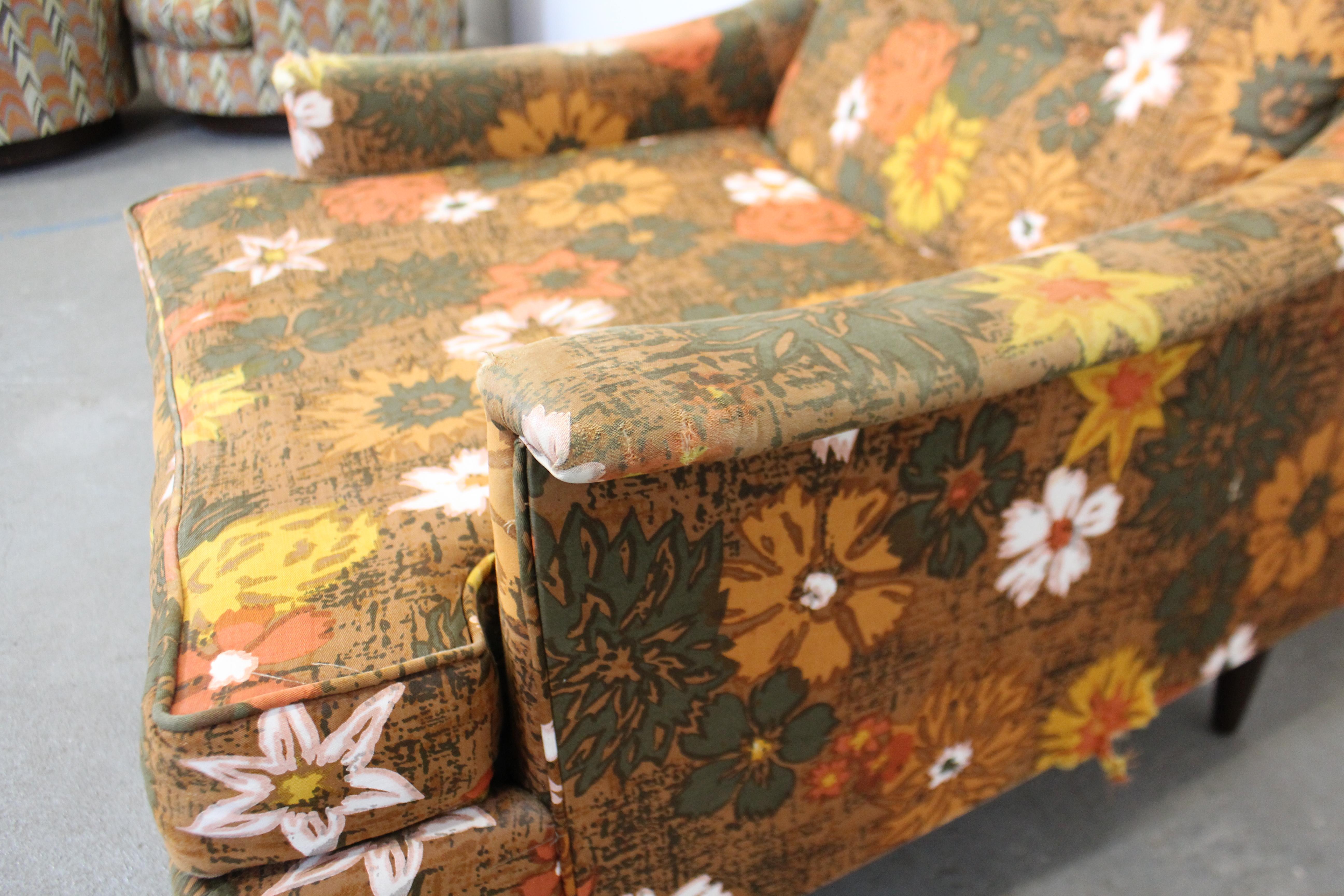 Midcentury Danish Modern Selig of Monroe Floral Lounge Chair 2