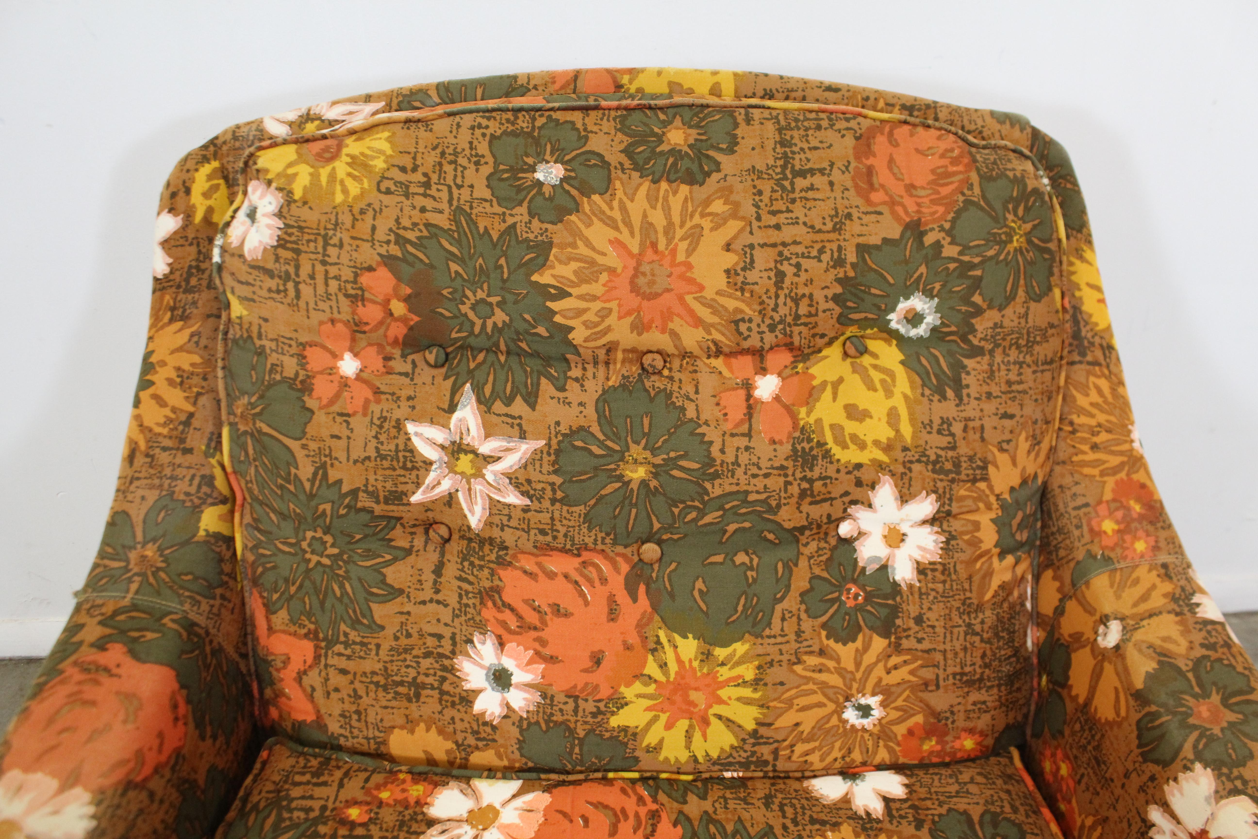 20th Century Midcentury Danish Modern Selig of Monroe Floral Lounge Chair