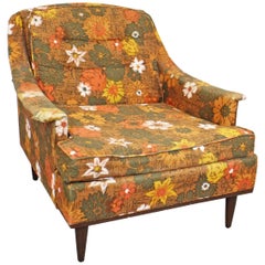 Midcentury Danish Modern Selig of Monroe Floral Lounge Chair