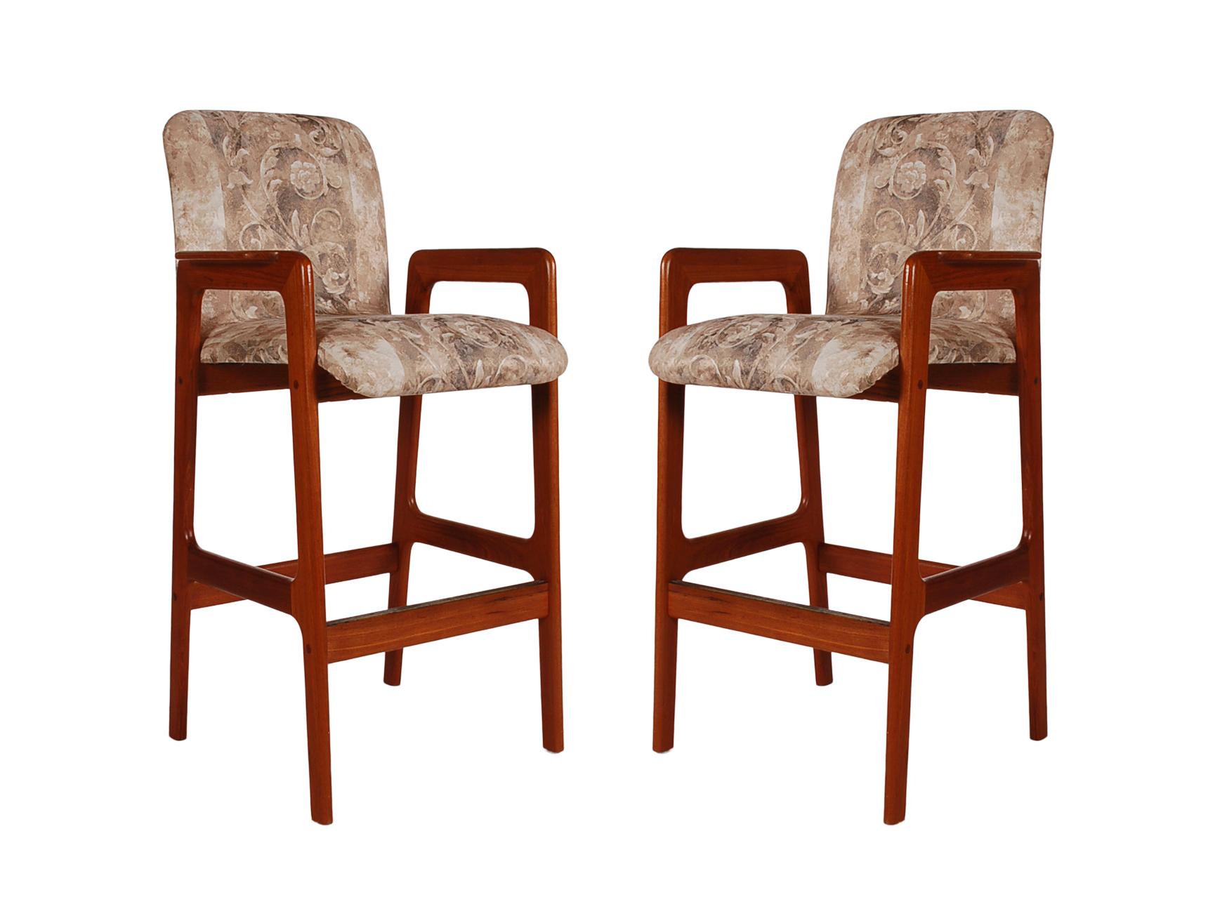 Late 20th Century Midcentury Danish Modern Set of 3 Teak Bar or Counter Stools by Benny Linden
