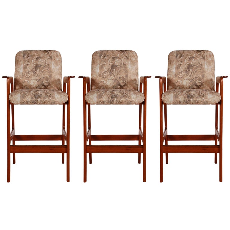 Midcentury Danish Modern Set of 3 Teak Bar or Counter Stools by Benny Linden at 1stDibs | benny 