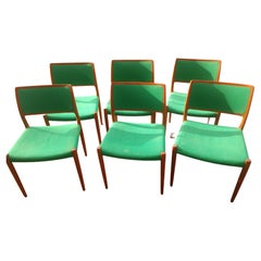Mid Century Danish Modern Set of 6 JL Moller Dining Chairs C 1970
