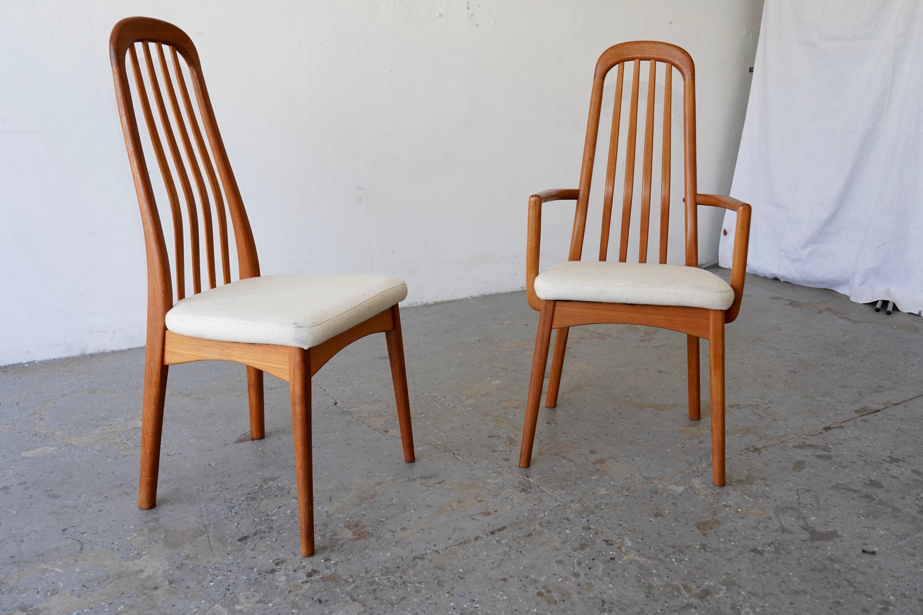 Late 20th Century Mid Century Danish Modern Set of 6 Solid Teak Dining Chairs For Sale