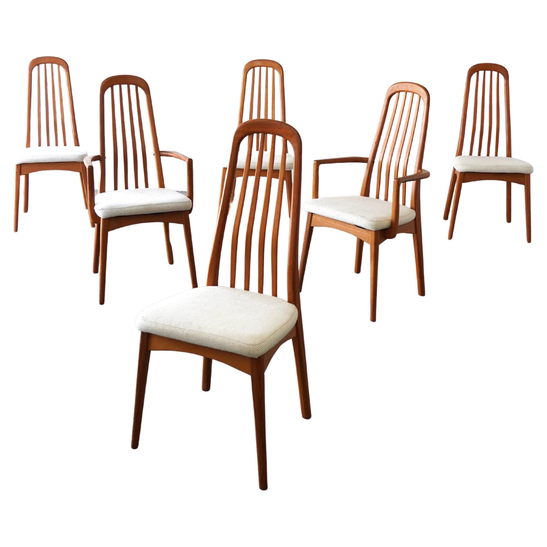 Mid Century Danish Modern Set of 6 Solid Teak Dining Chairs For Sale