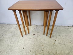 Mid Century Danish Modern Set of Three Teak Stacking Nesting Tables