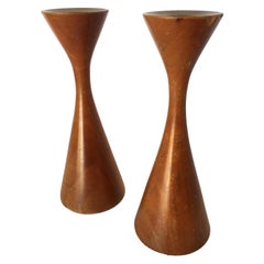 Mid-Century Danish Modern Short Teak Candlestick Holder by Rude Osolnik, Pair