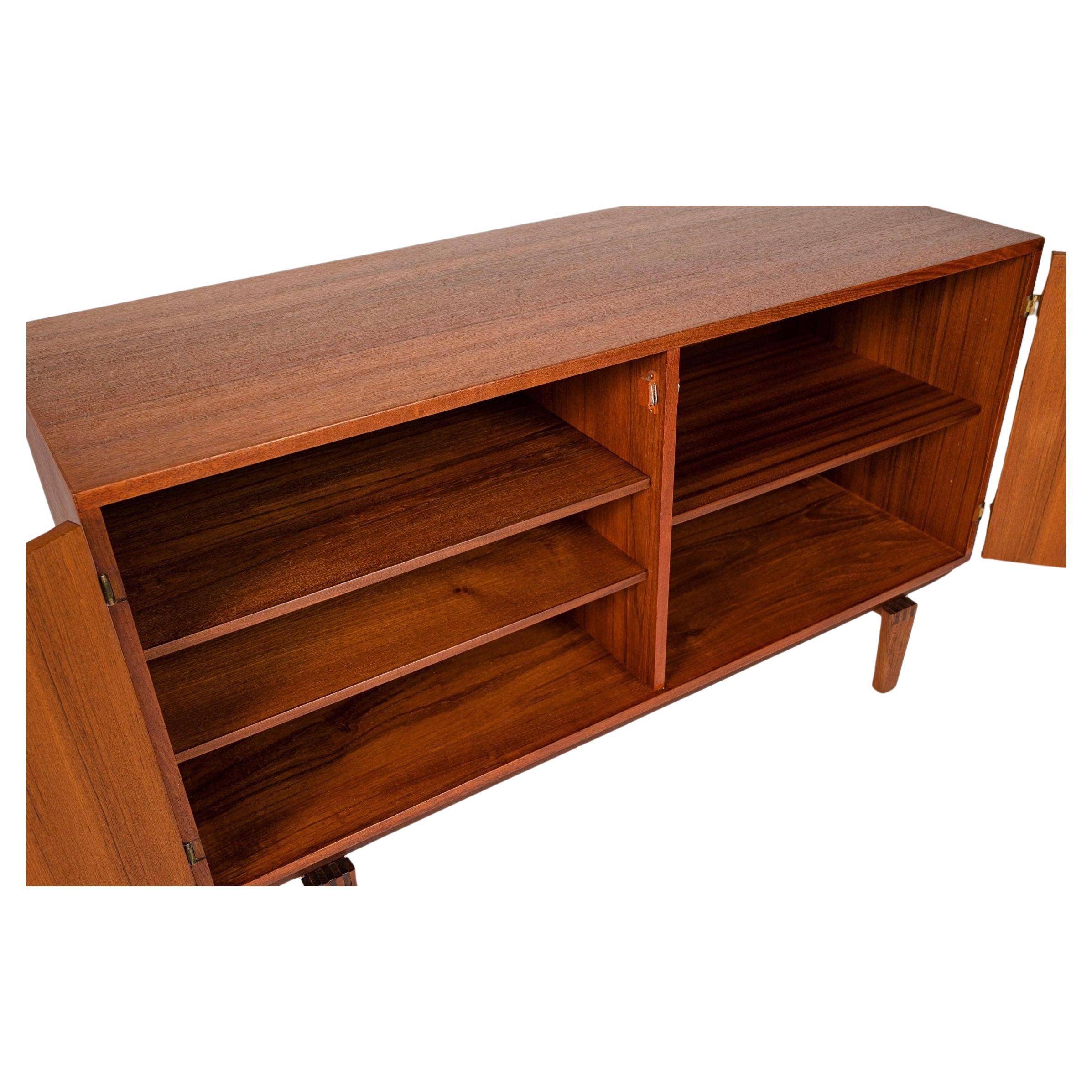 Woodwork Mid century danish modern sideboard credenza with bookcase shelf unit by Lovig For Sale