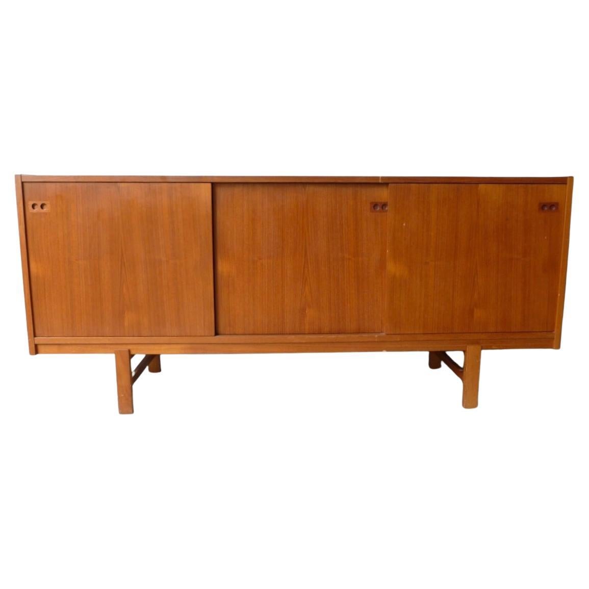 Mid Century Danish Modern sliding door Teak Credenza by Ib-Kofod Larsen