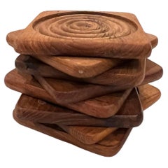 Retro Mid-Century Danish Modern Solid Teak Coaster Set for 8 Dansk Style