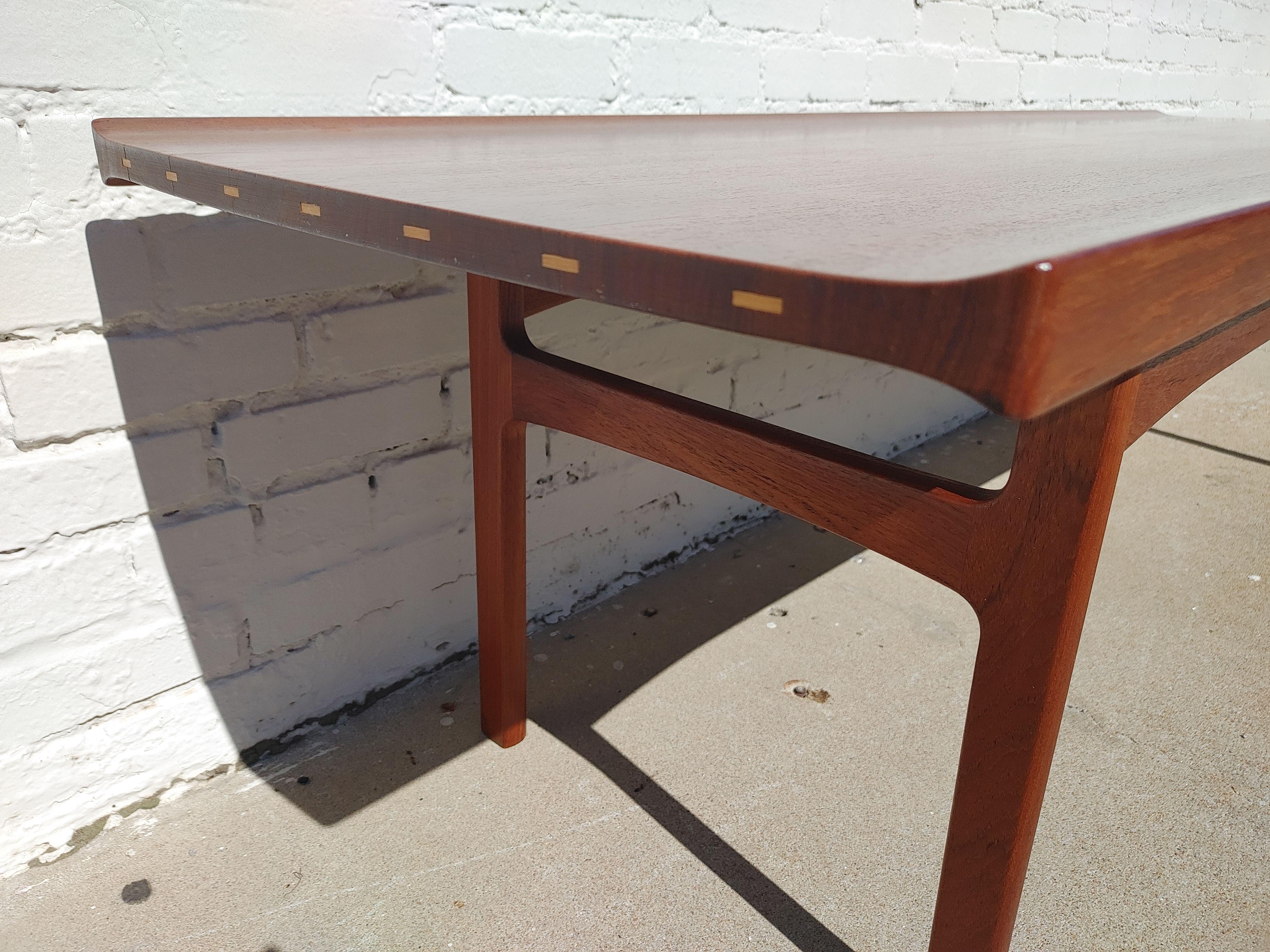 20th Century Mid Century Danish Modern Solid Teak Coffee Table by Seffle For Sale