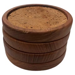 Mid-Century Danish Modern Solid Teak & cork Coaster Set for 4 Dansk Style