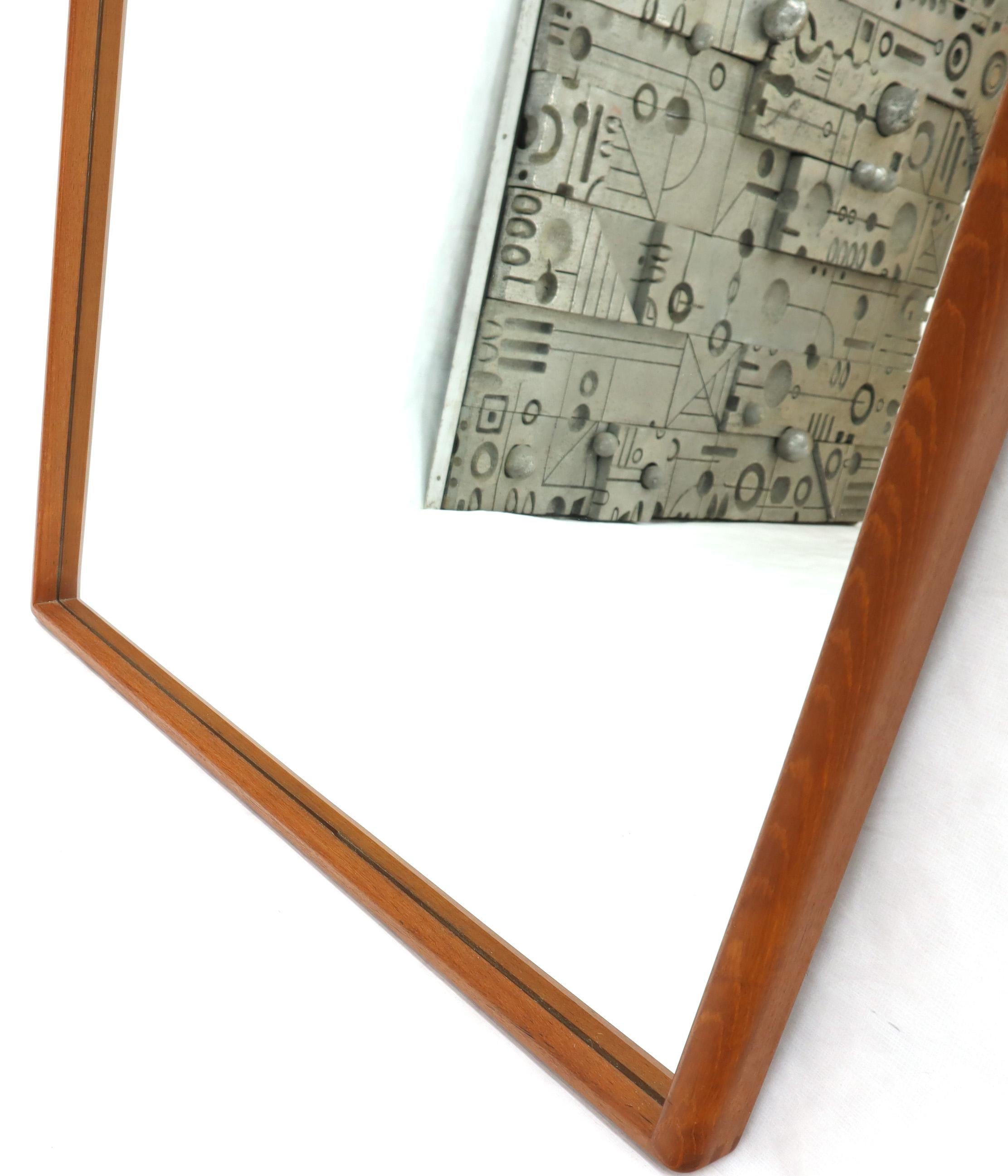 Mid-Century Modern Midcentury Danish Modern Solid Teak Rectangular Frame Wall Mirror