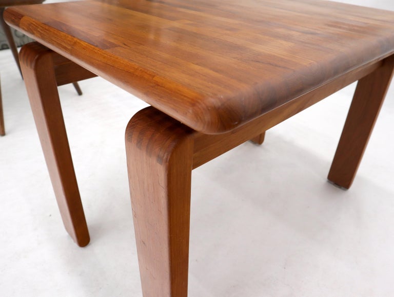 Midcentury Danish modern solid teak side end table. Beautiful leg design joinery.