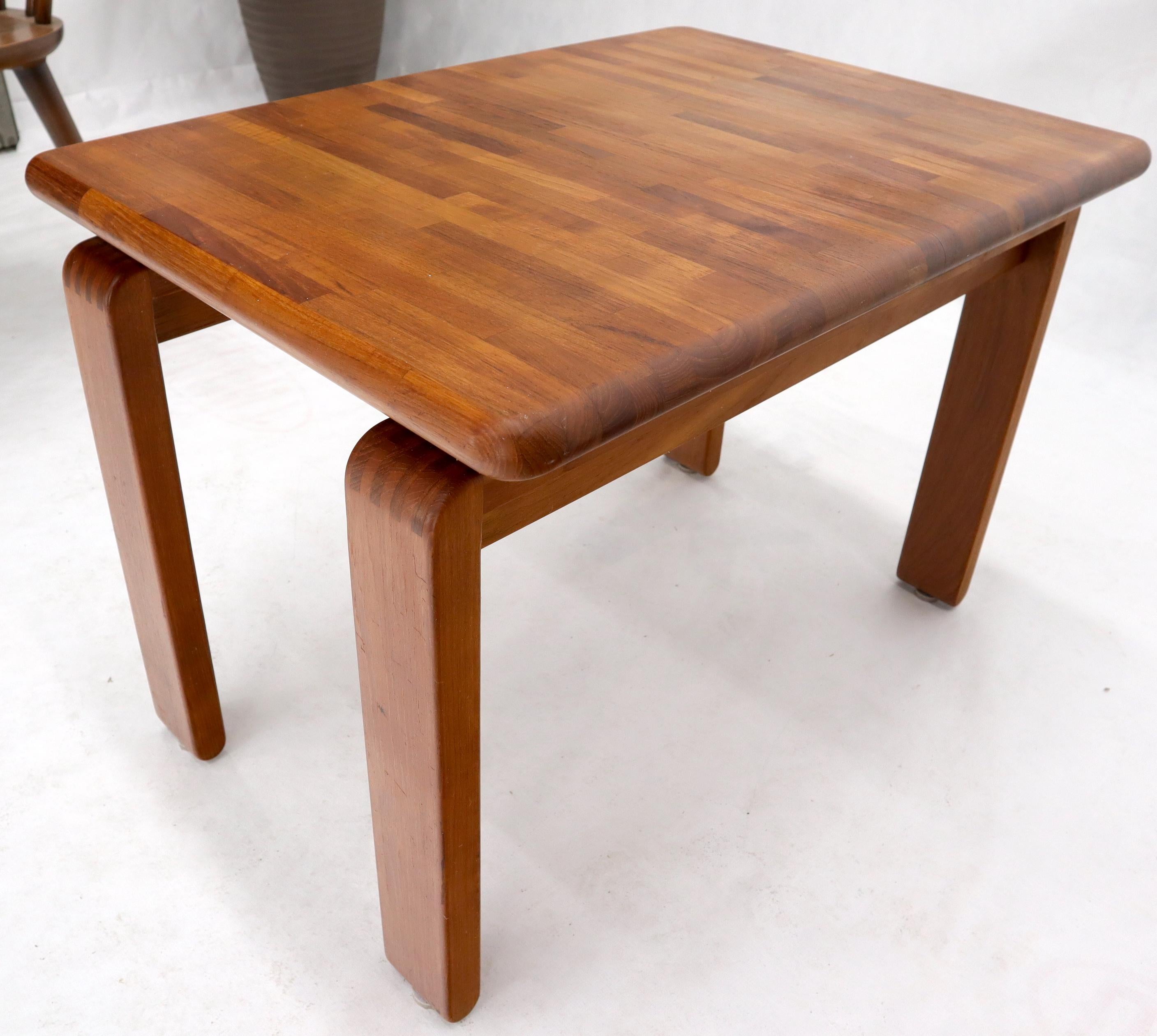 Midcentury Danish Modern Solid Teak Side End Table Stand For Sale 1