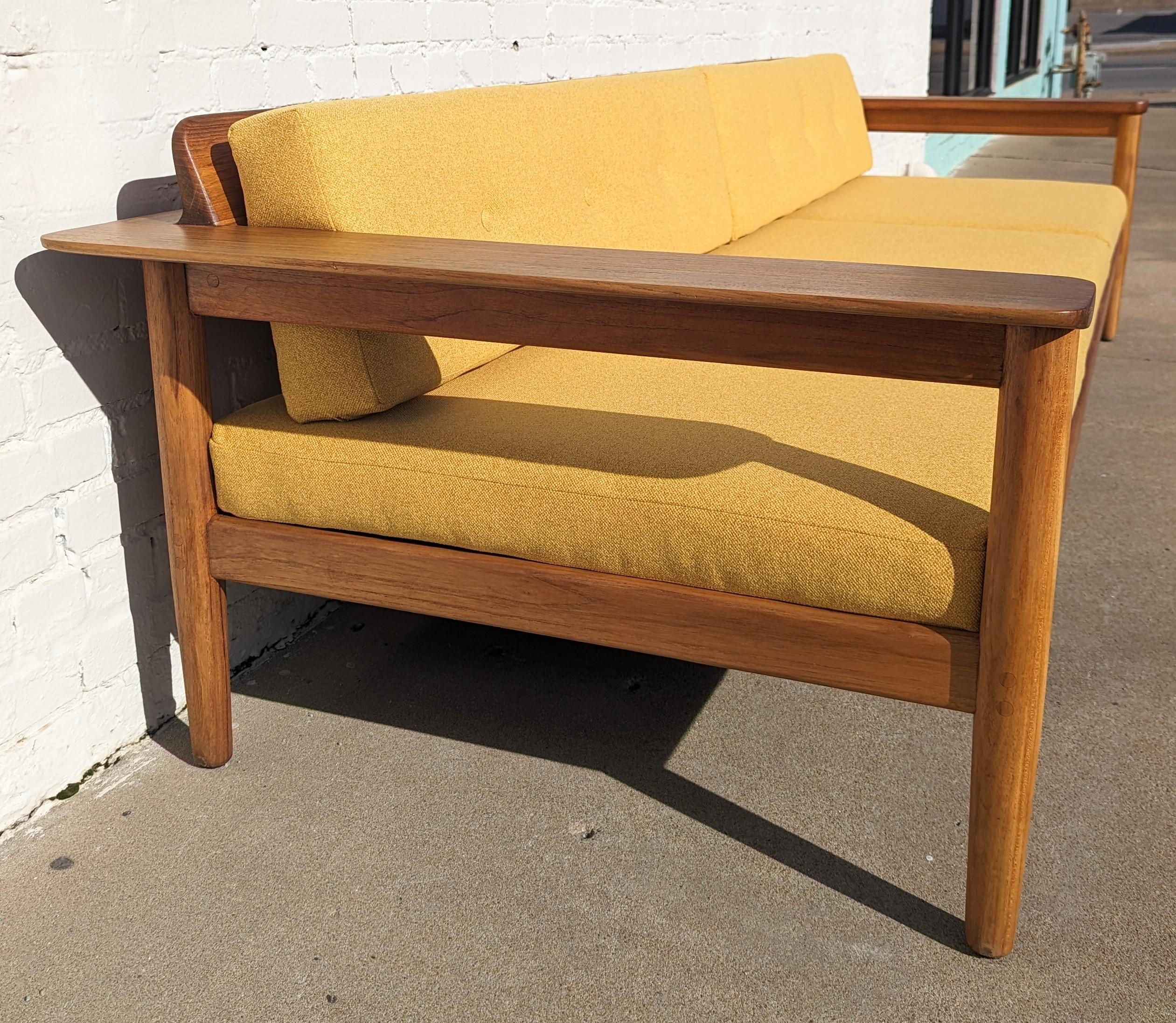 Mid Century Danish Modern Solid Teak Sofa For Sale 5