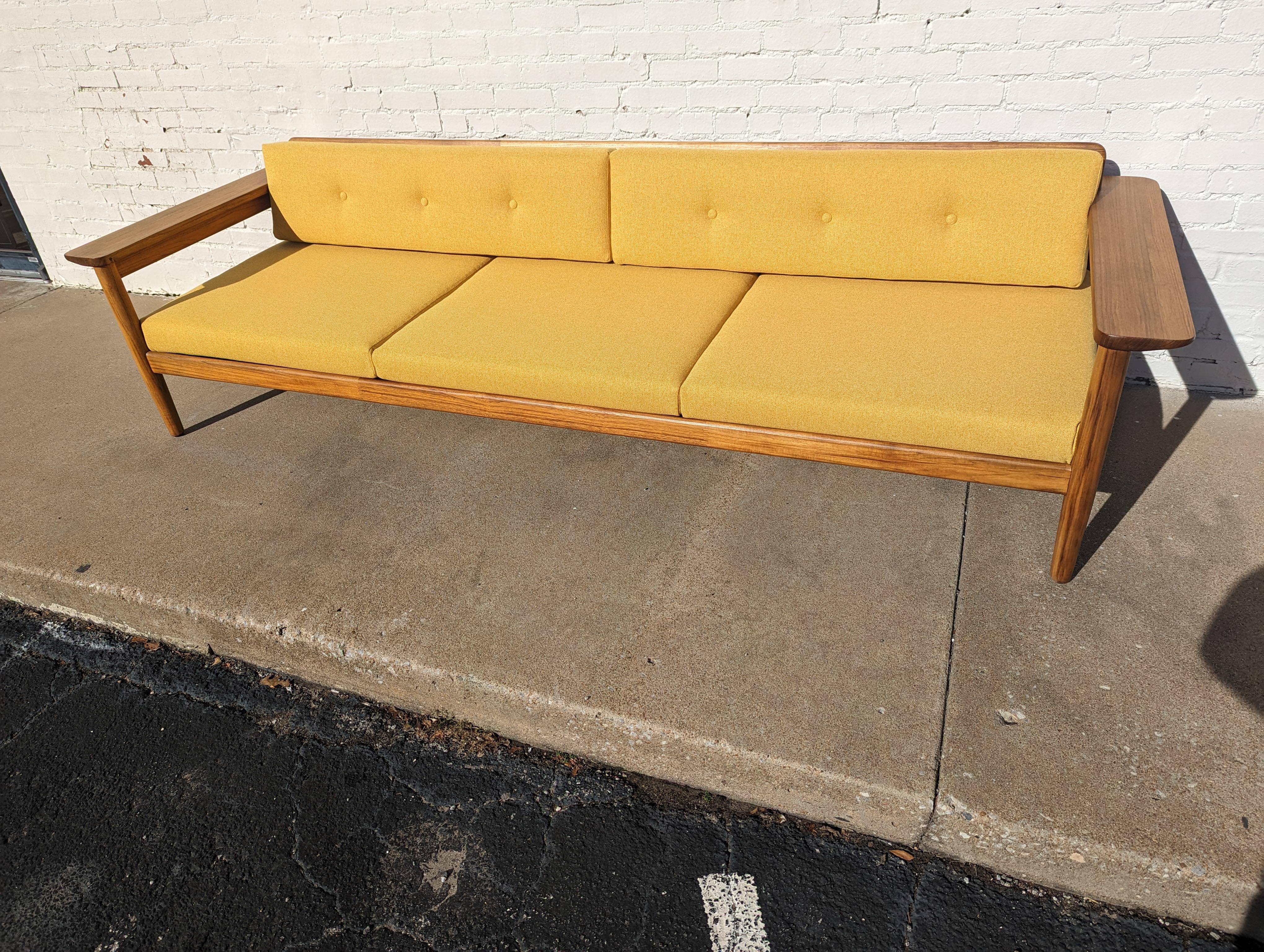 Mid Century Danish Modern Solid Teak Sofa For Sale 6