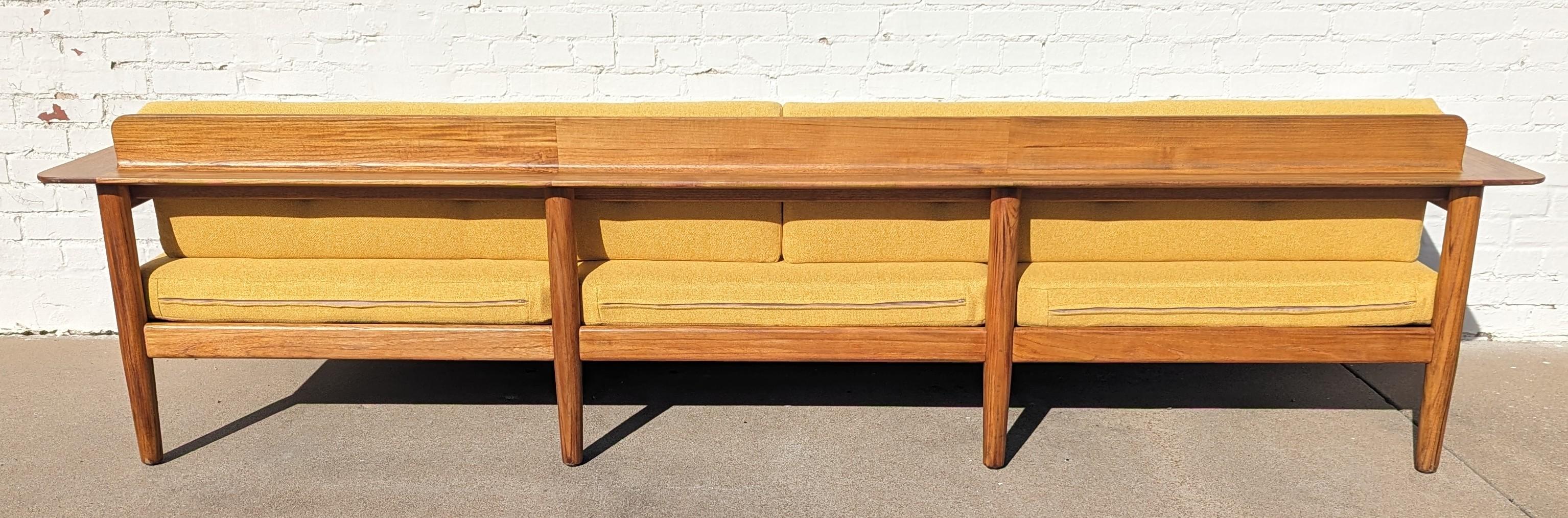 Mid Century Danish Modern Solid Teak Sofa For Sale 11