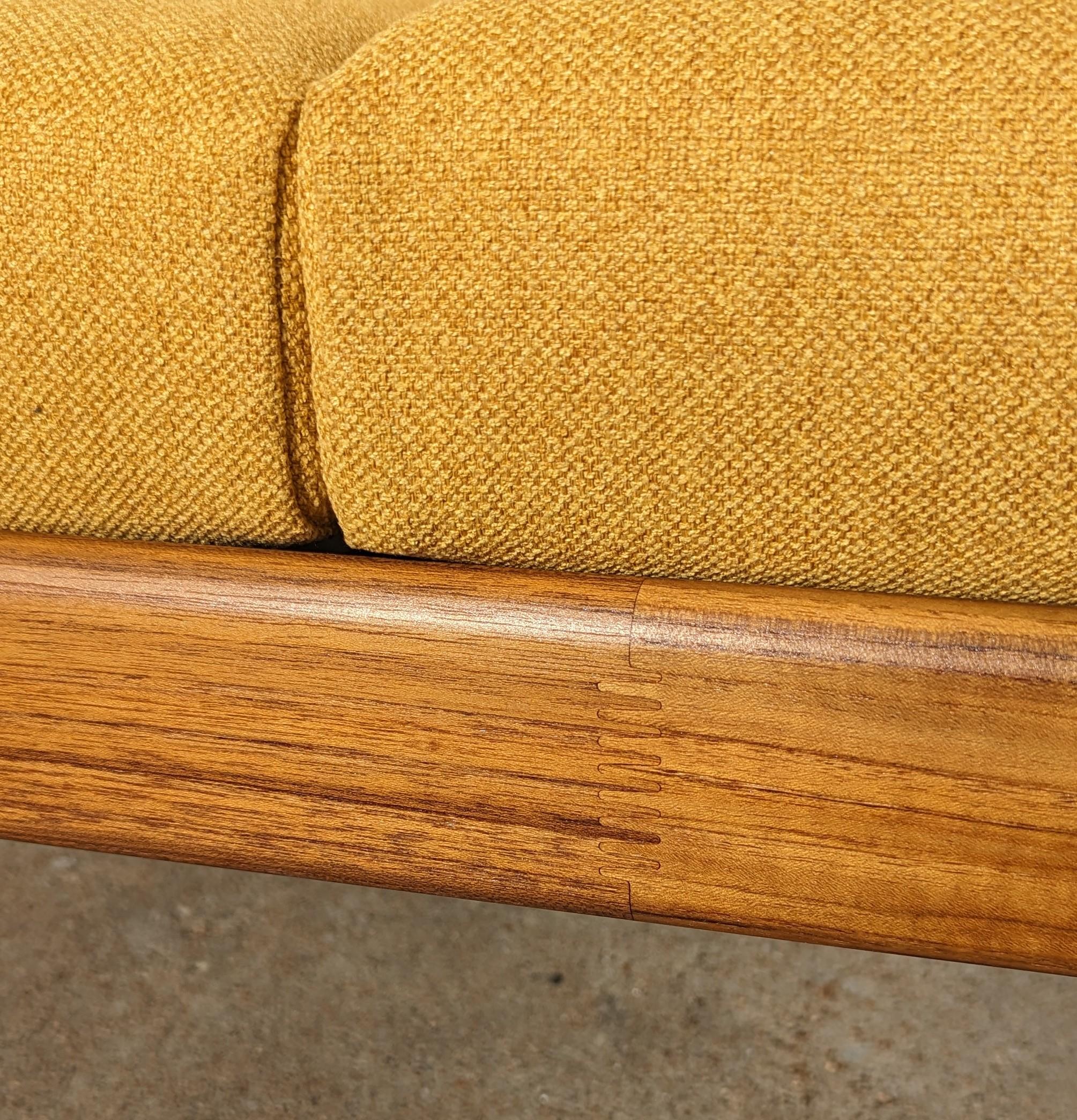 Upholstery Mid Century Danish Modern Solid Teak Sofa For Sale