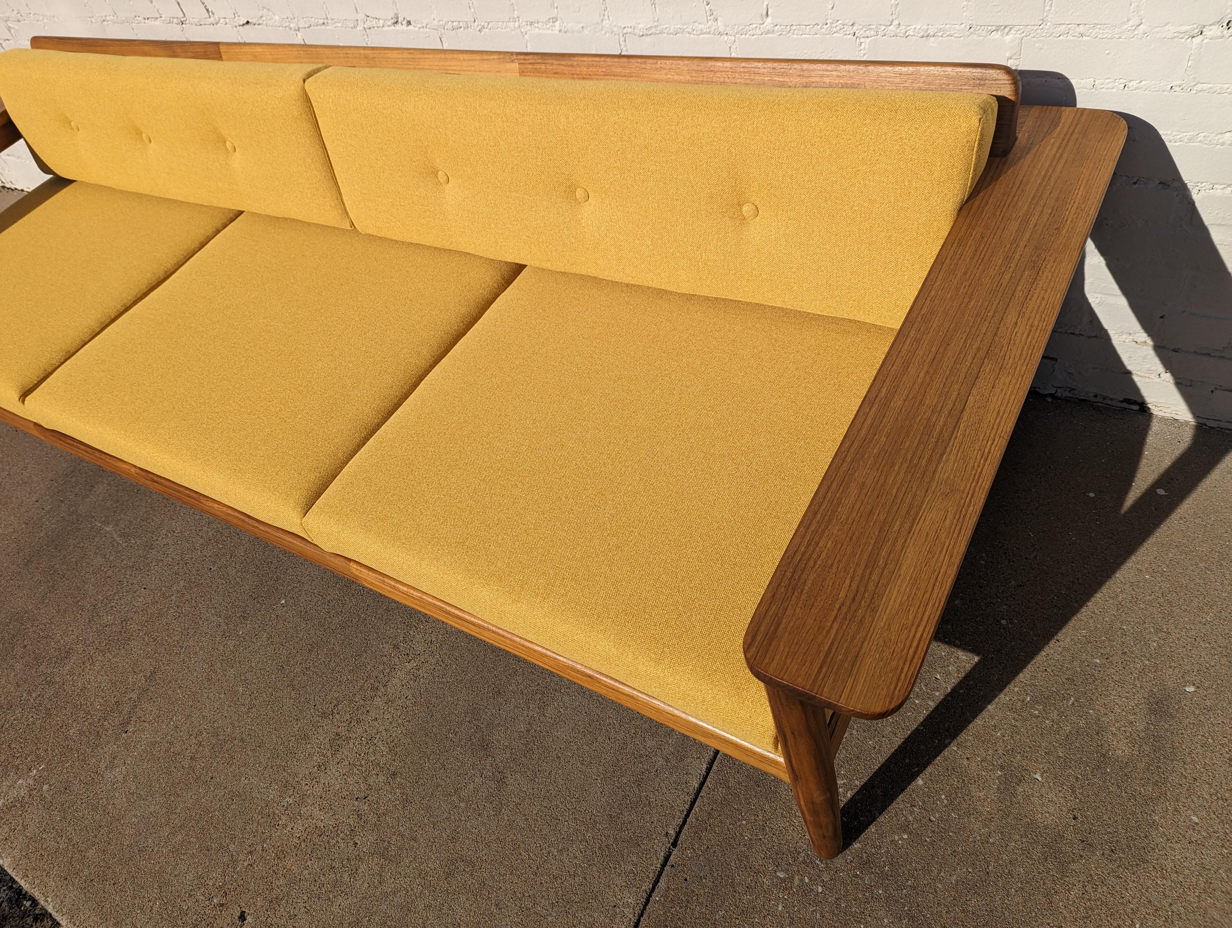 Mid Century Danish Modern Solid Teak Sofa For Sale 2