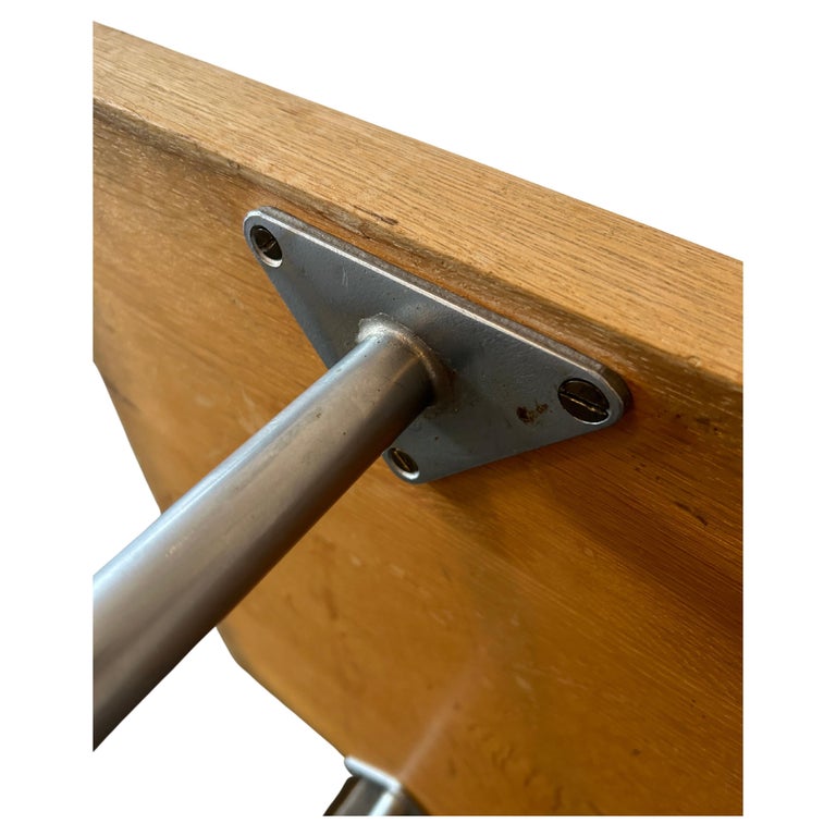 Mid Century Danish Modern Solid White Oak Coffee Table Metal Legs For