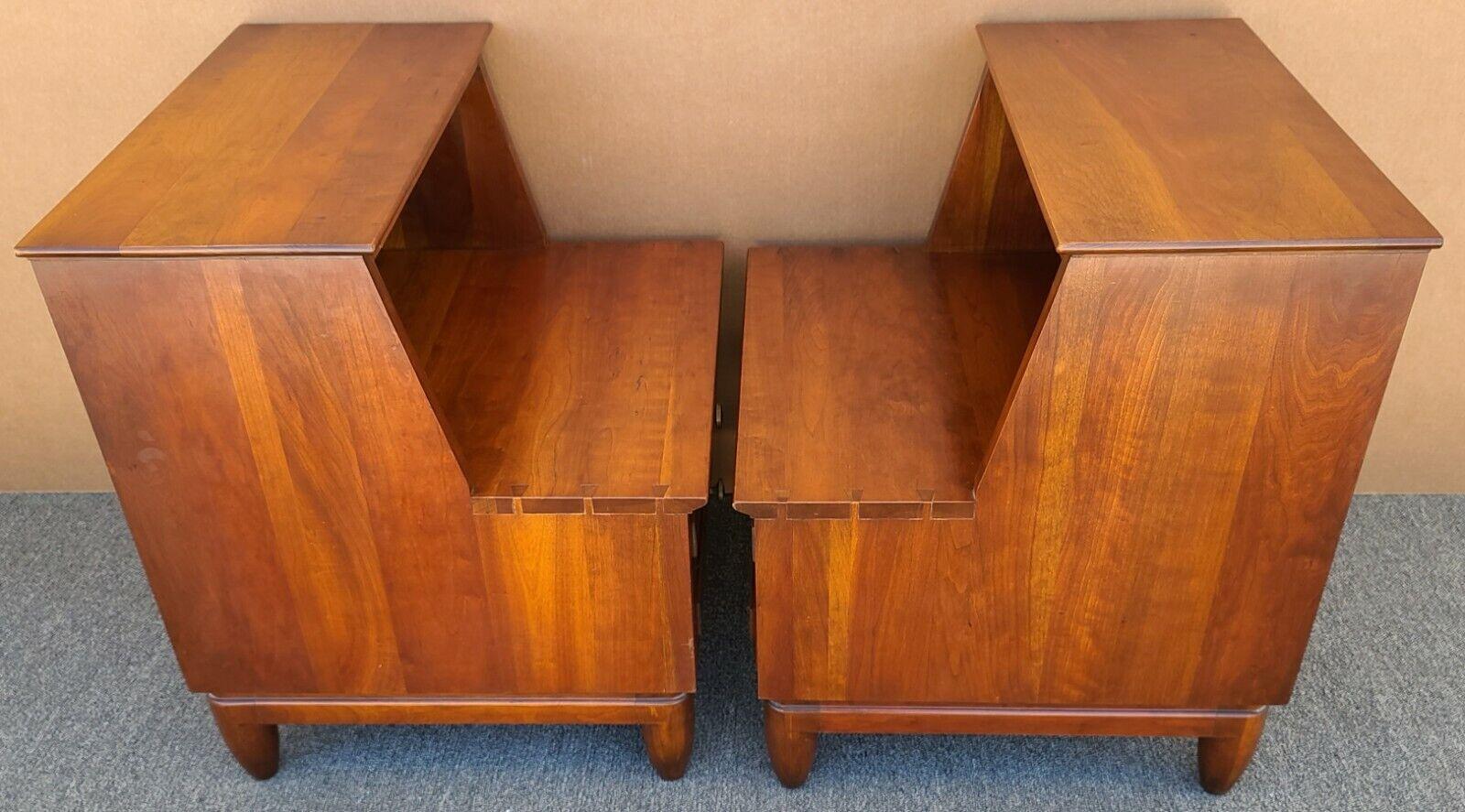 Mid-Century Danish Modern Solid Wood Nightstands by WILLETT In Good Condition In Lake Worth, FL