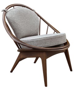 Mid Century Danish Modern Spindle Back Lounge Chair by IB Kofod Larsen in Walnut