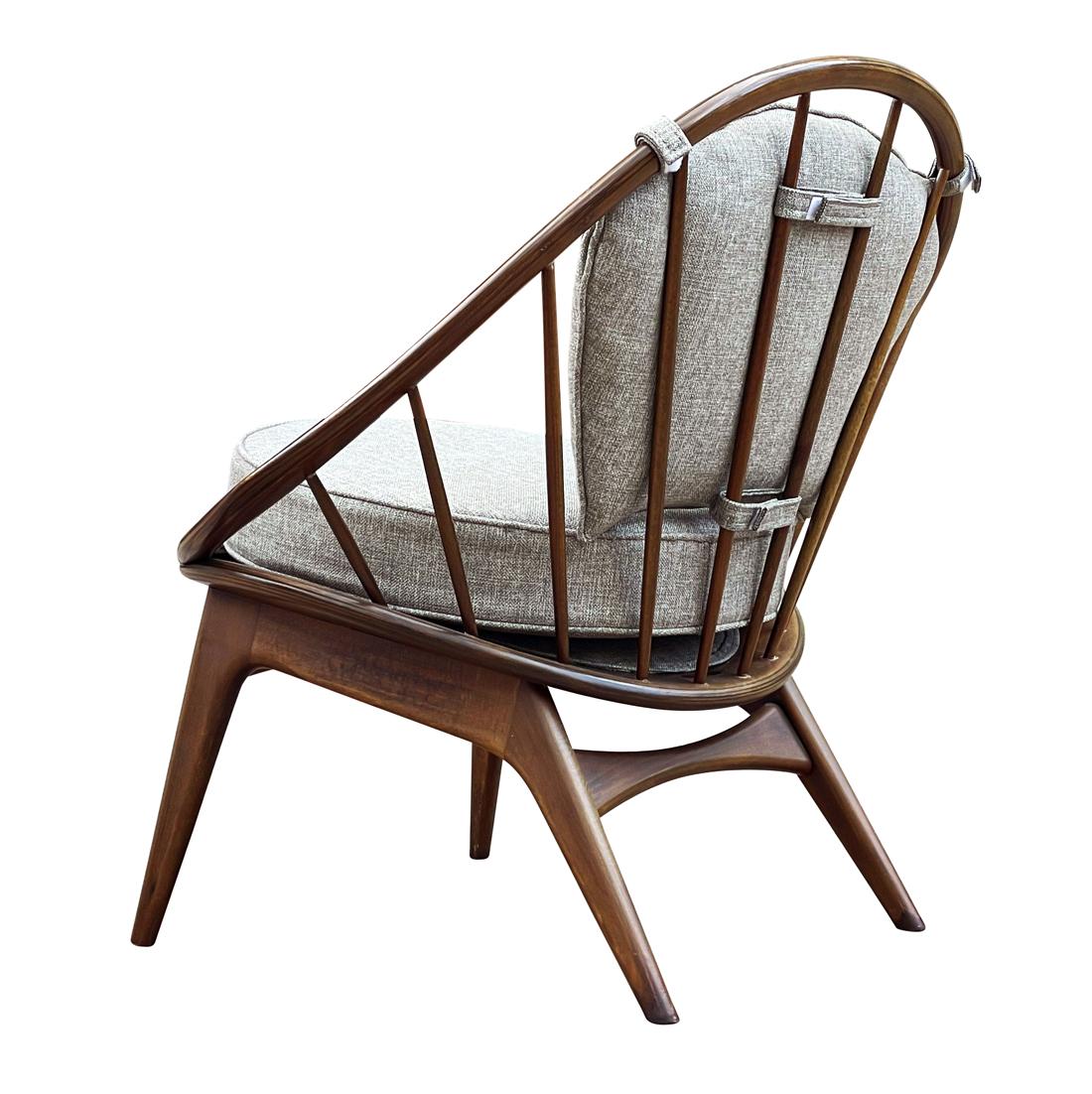 Scandinavian Modern Mid Century Danish Modern Spindle Back Lounge Chair by IB Kofod Larsen in Walnut For Sale