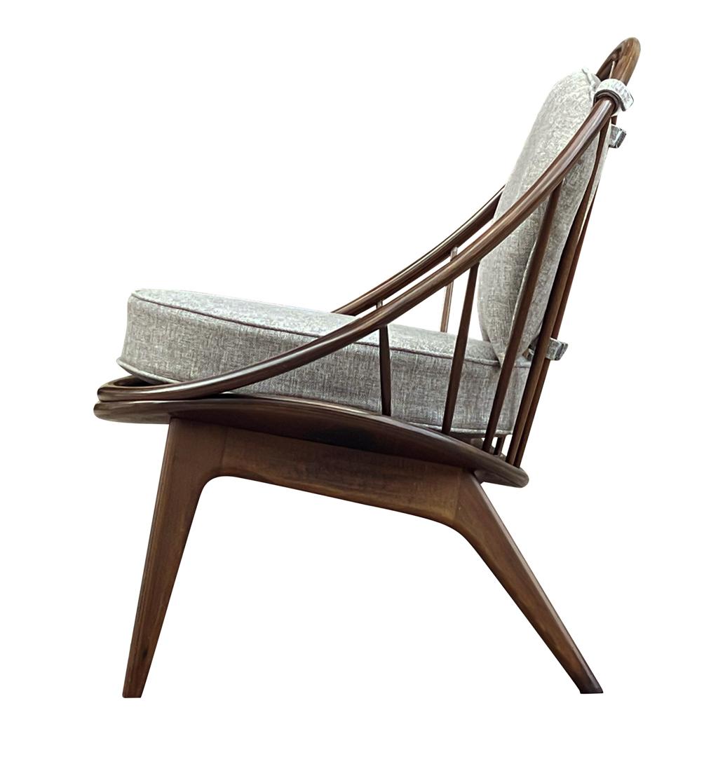 Mid-20th Century Mid Century Danish Modern Spindle Back Lounge Chair by IB Kofod Larsen in Walnut For Sale