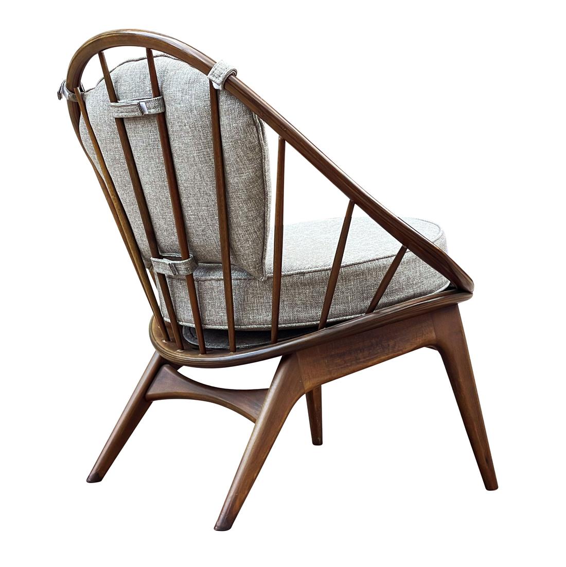 Mid Century Danish Modern Spindle Back Lounge Chair by IB Kofod Larsen in Walnut For Sale 1
