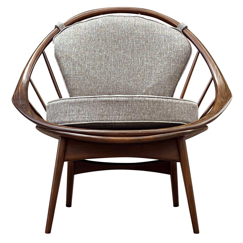 Mid Century Danish Modern Spindle Back Lounge Chair by IB Kofod Larsen in Walnut