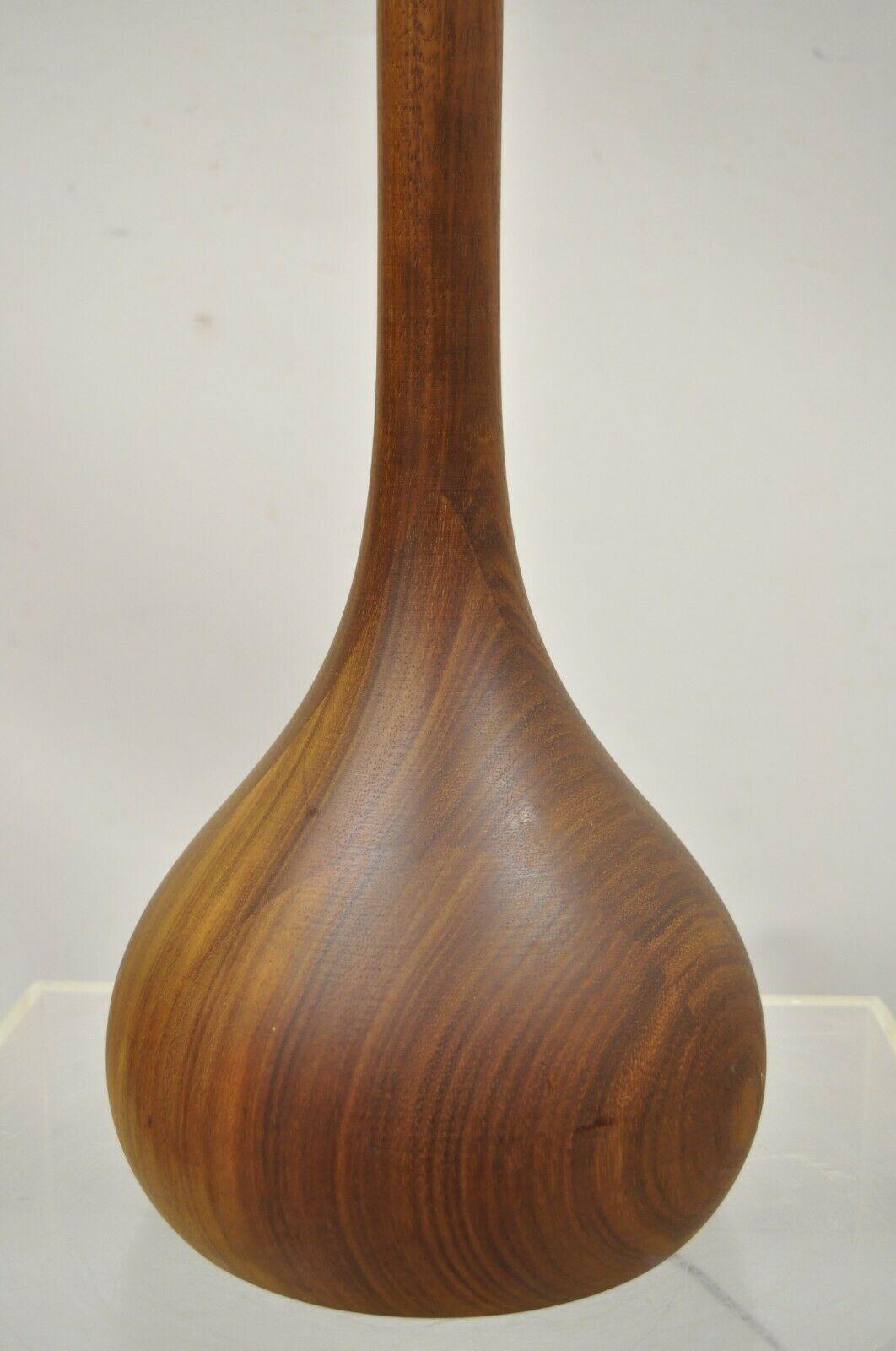 Mid-Century Modern Mid-Century Danish Modern Staved Teak Wood Bulbous Sculpted Table Lamp For Sale