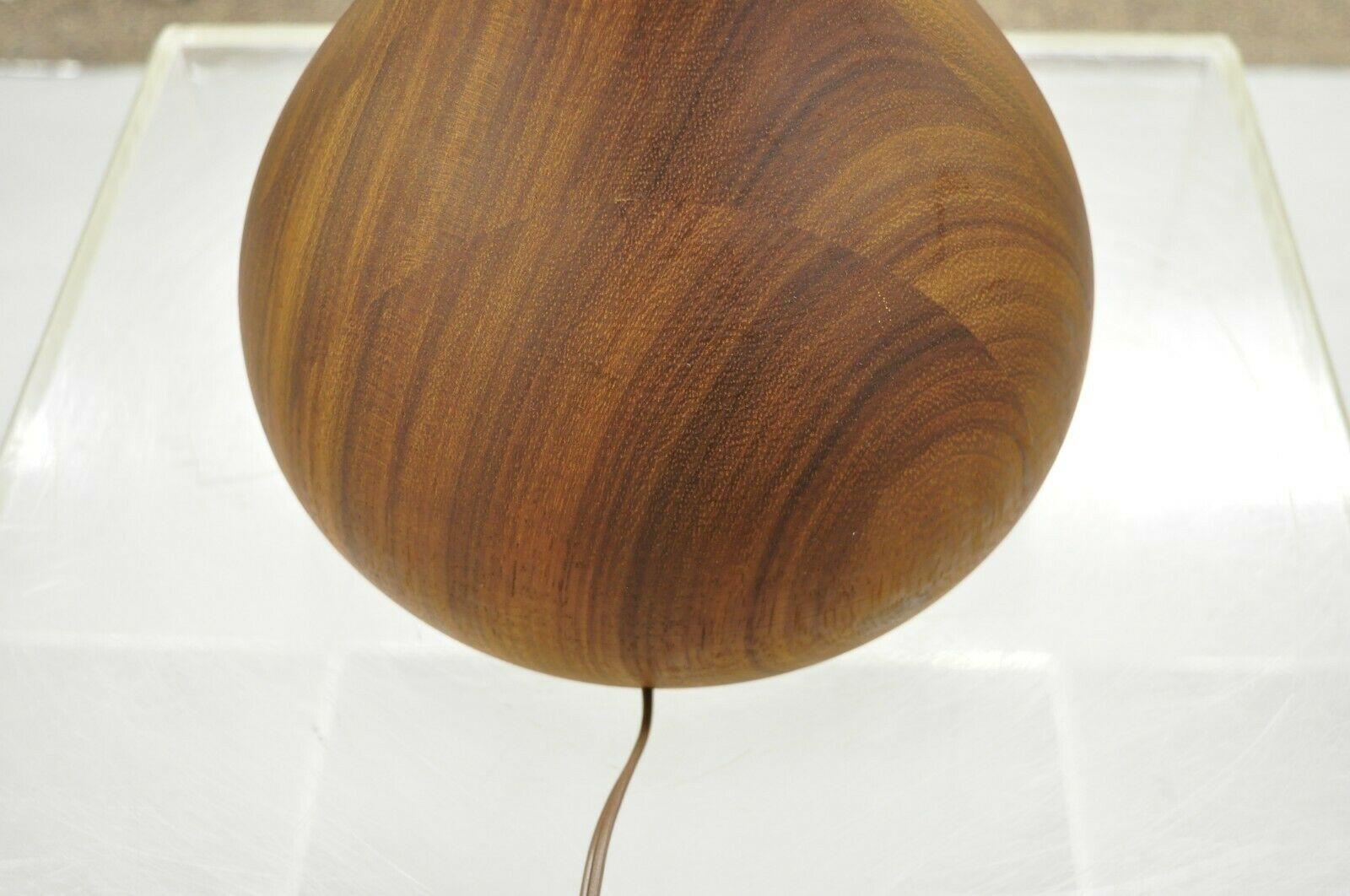 Mid-Century Danish Modern Staved Teak Wood Bulbous Sculpted Table Lamp For Sale 2