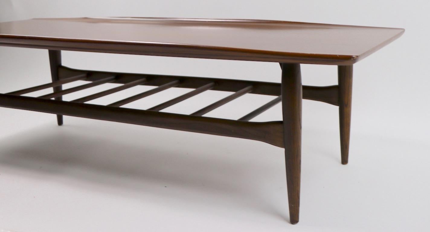 Wood Mid Century Danish Modern Style Bassett Coffee Table