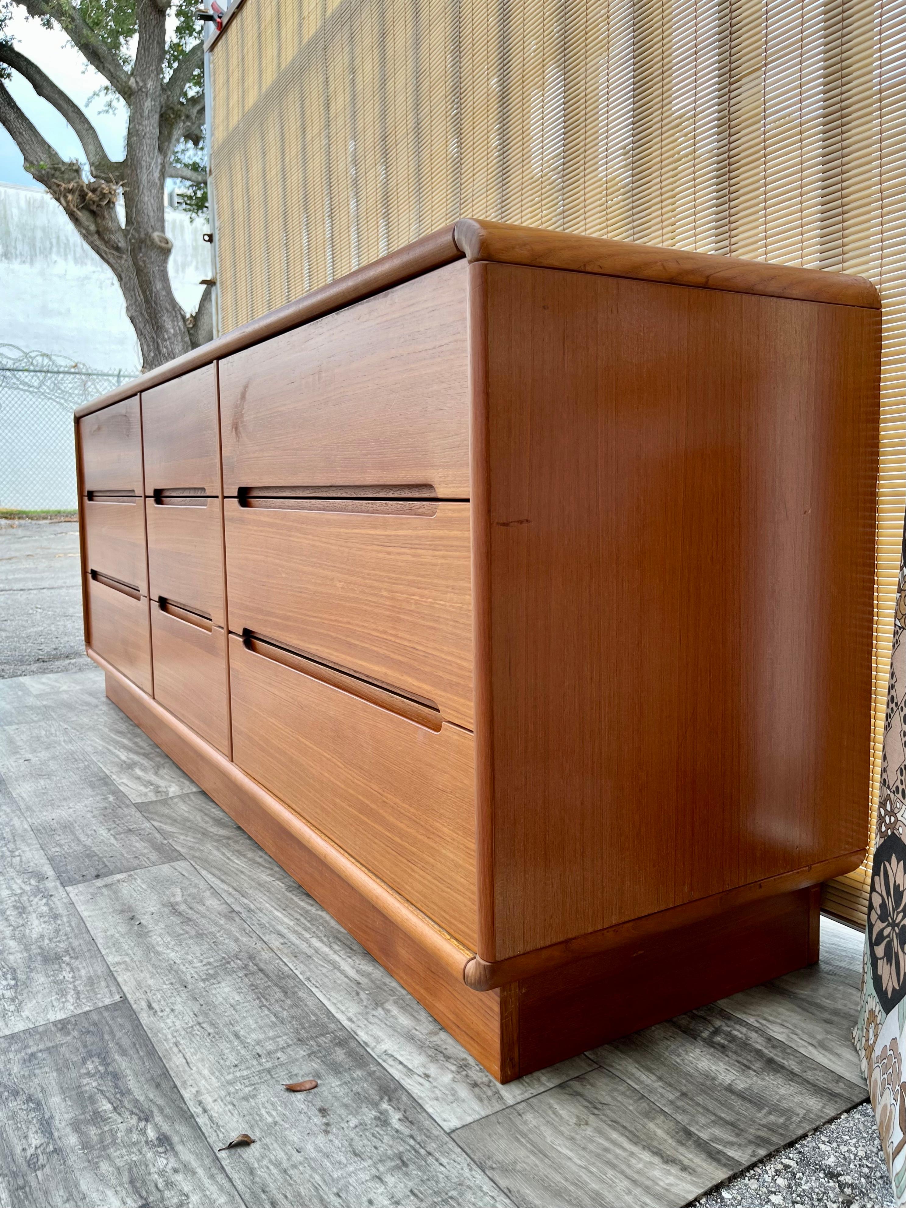 Teak Midcentury Danish Modern Style Triple Dresser by Sun Cabinet Co. circa 1980s