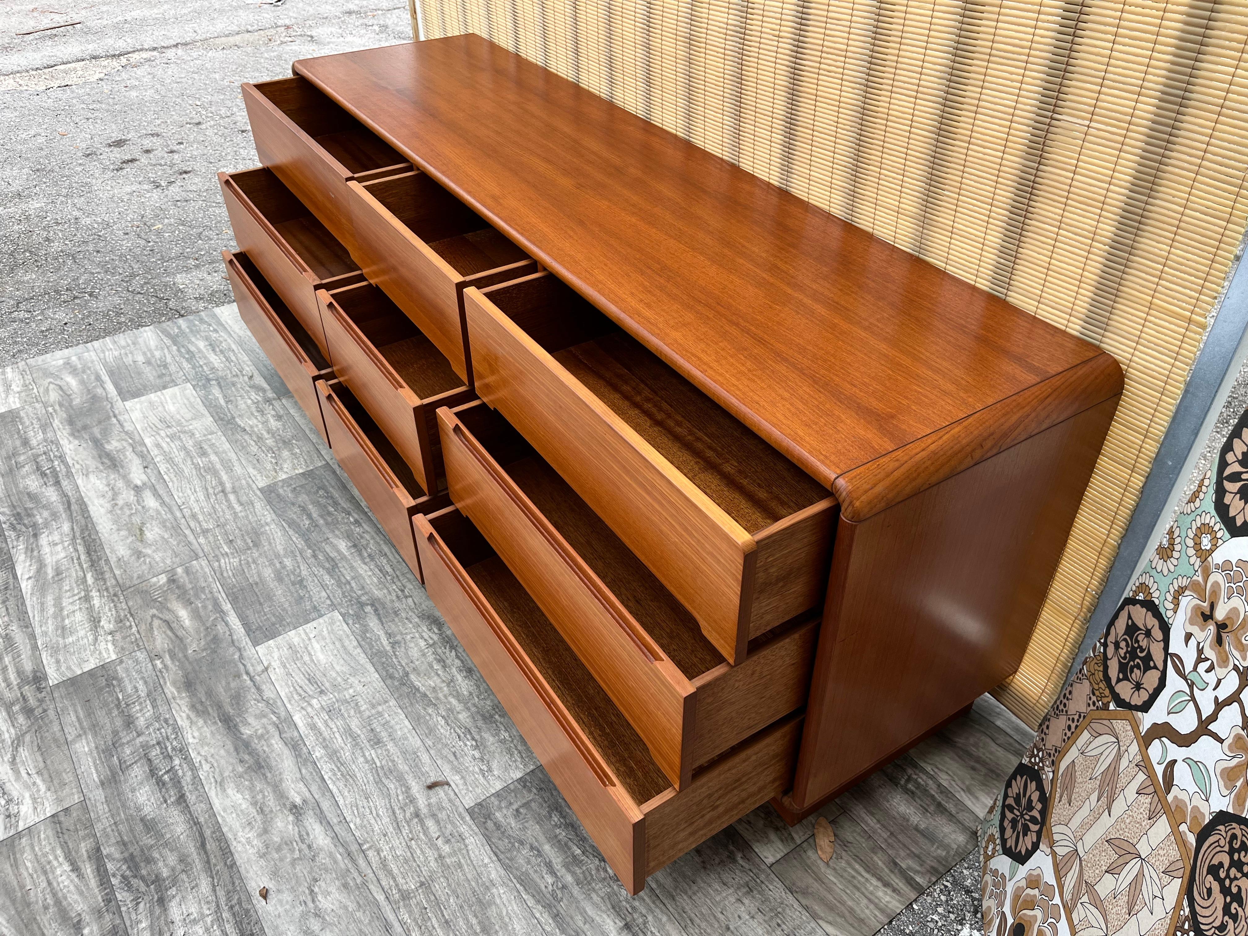 Midcentury Danish Modern Style Triple Dresser by Sun Cabinet Co. circa 1980s 2