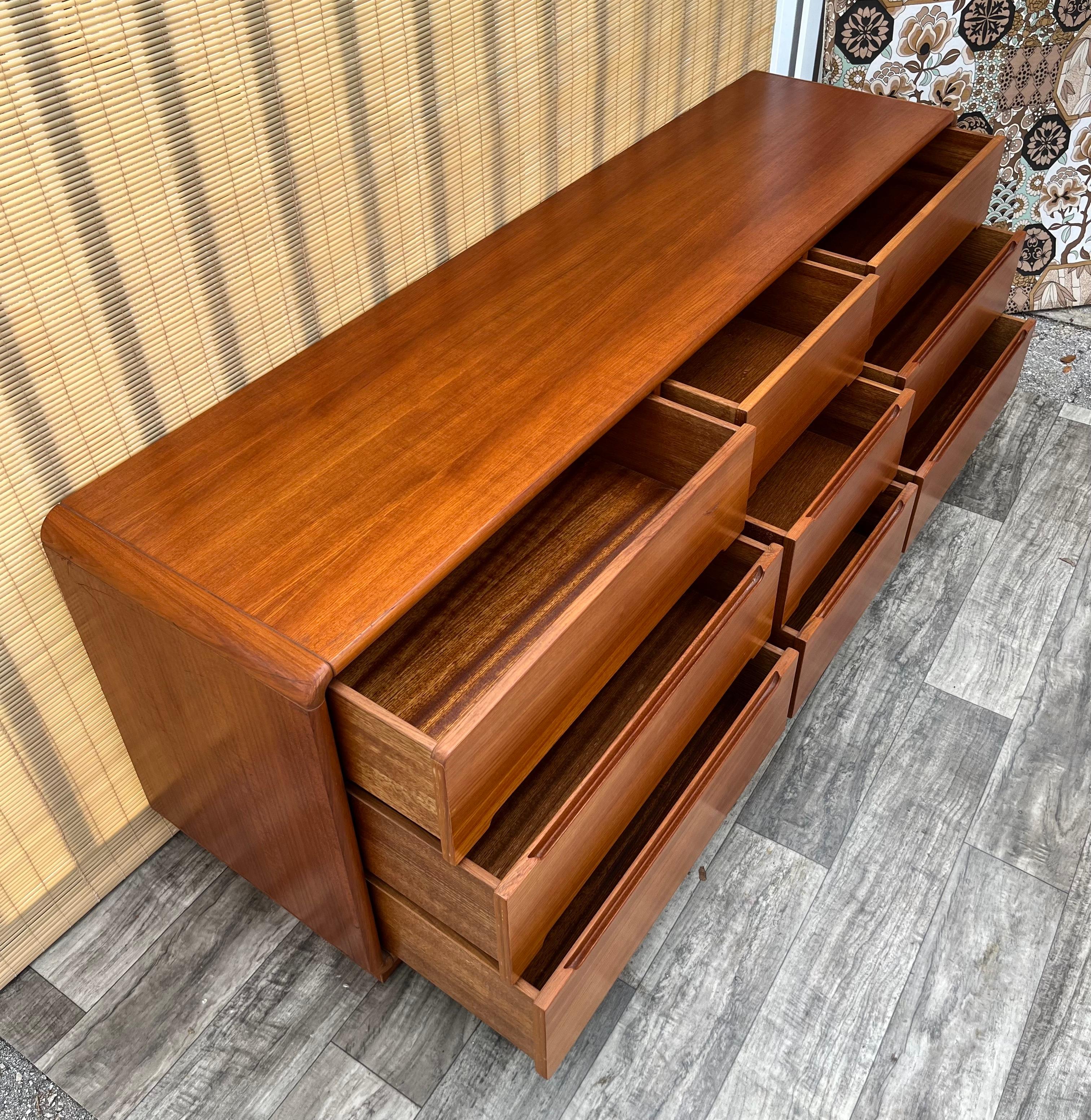 Midcentury Danish Modern Style Triple Dresser by Sun Cabinet Co. circa 1980s 3
