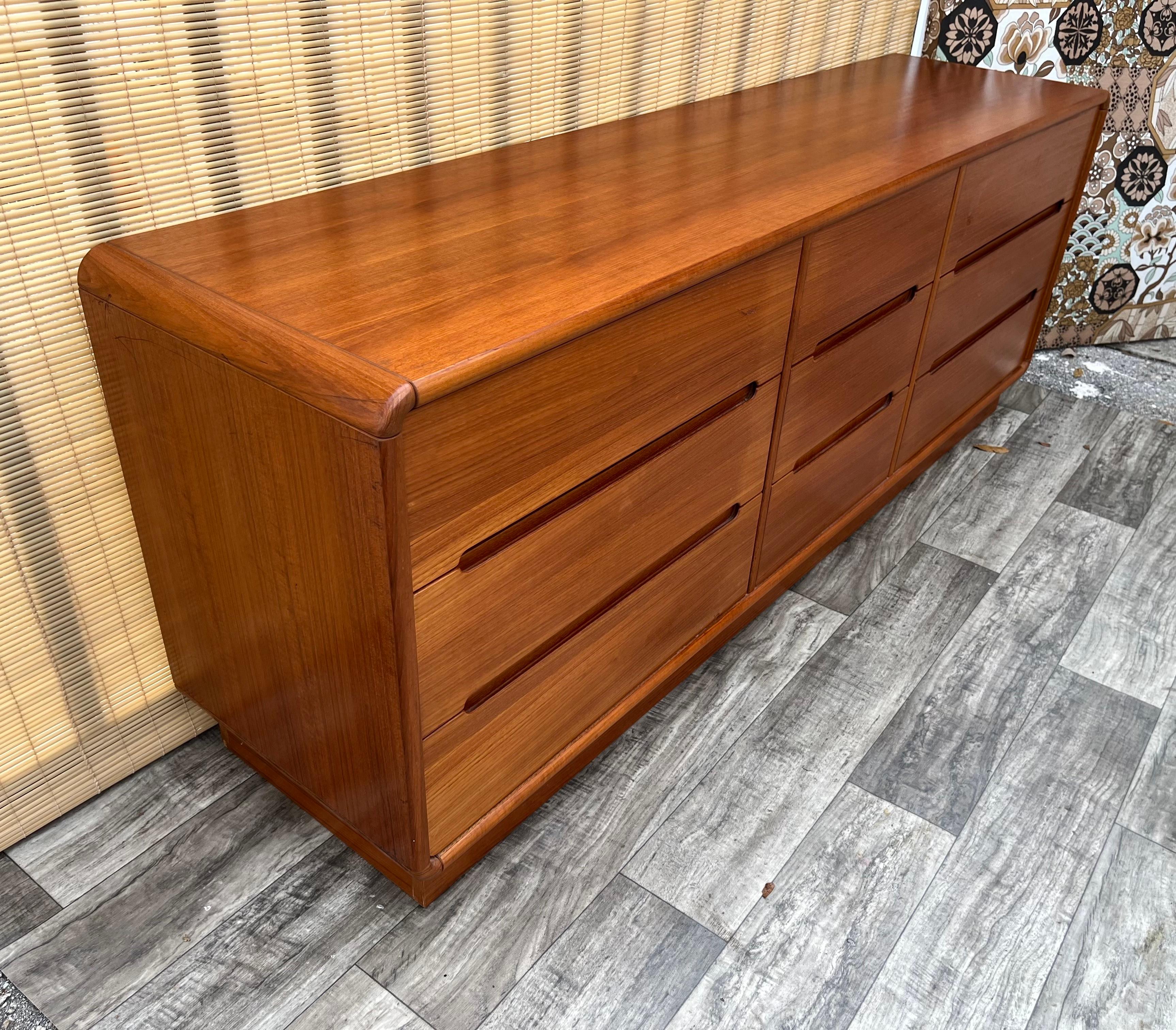 Veneer Midcentury Danish Modern Style Triple Dresser by Sun Cabinet Co. circa 1980s