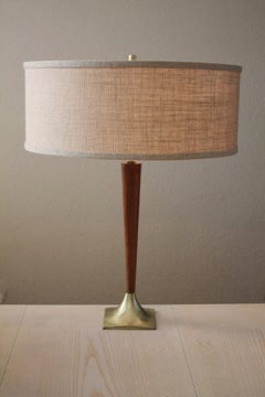 Mid Century Danish Modern Table Lamp! Gerald Thurston Era  1950s Brass & Walnut