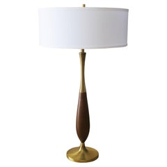 Retro Mid Century Danish Modern Table Lamp! Gerald Thurston Era 1950s Brass & Wood
