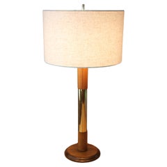 Mid Century Danish Modern Table Lamp! Sonneman Era  1970s Brass & Walnut