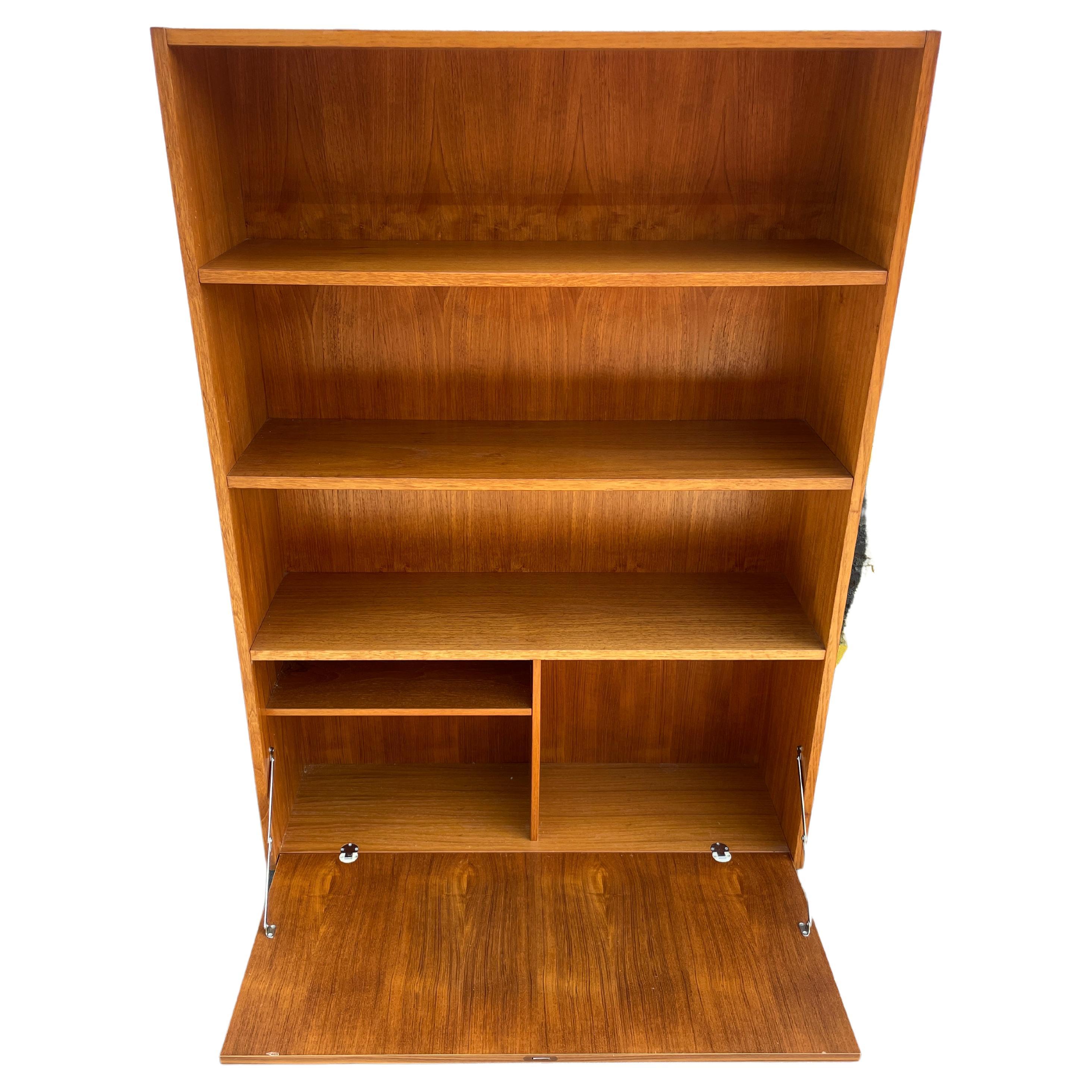 Mid-Century Danish Modern Tall Bookcase with Lower Storage Unit with ...