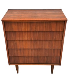 Mid-Century Danish Modern Tall Chest of Drawers , Cabinet or Dresser in Walnut