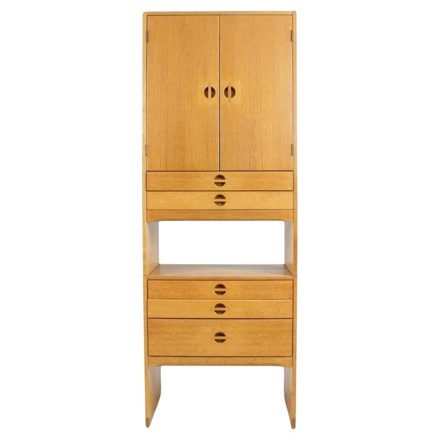 Mid Century Danish Modern Tall Narrow Cabinet with 5 drawers by Aksel Kjersgaard