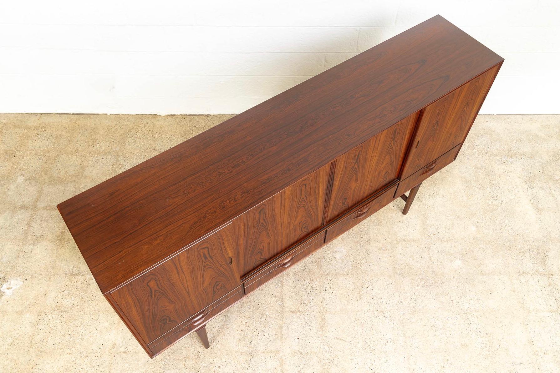 Midcentury Danish Modern Tall Rosewood Credenza Sideboard Buffet Cabinet, 1960s 4