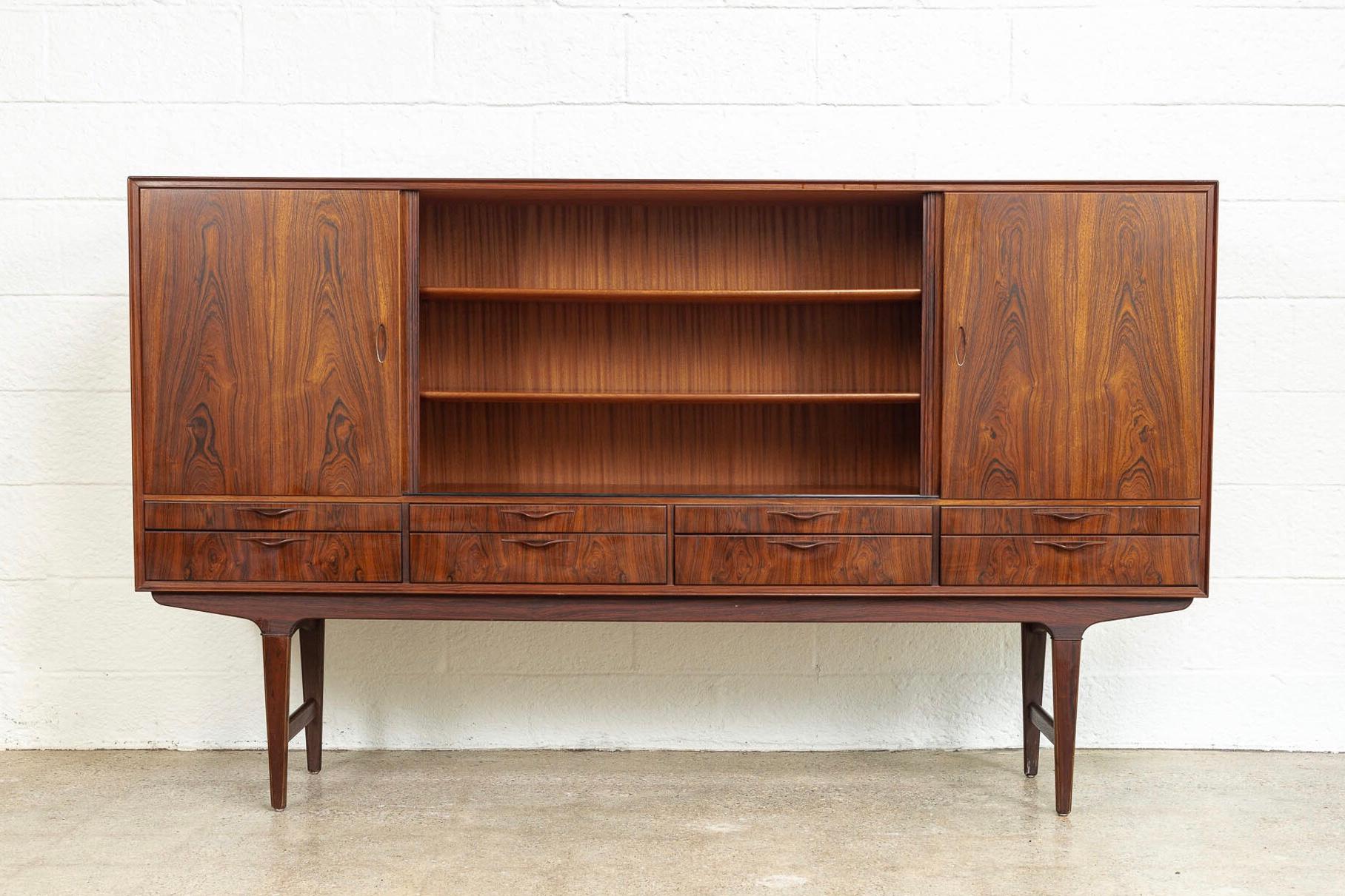 Mid-Century Modern Midcentury Danish Modern Tall Rosewood Credenza Sideboard Buffet Cabinet, 1960s