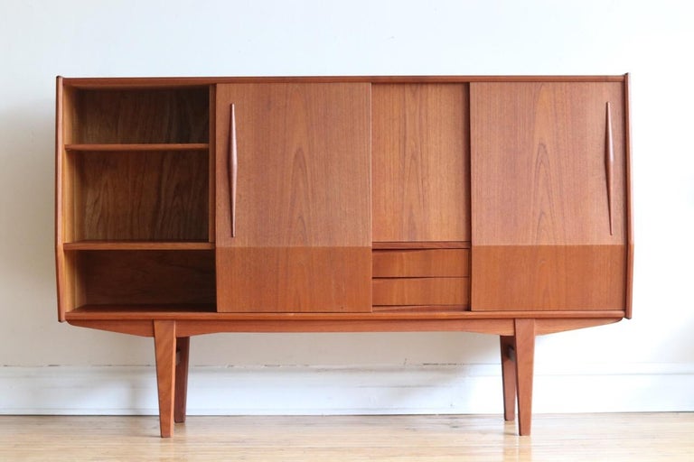 Midcentury Danish Modern Tall Sideboard Bar Cabinet at 1stdibs